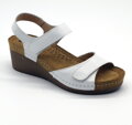 Leon 1041 Zdravotné celokožené sandále na platforme biela 00