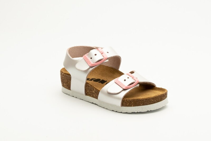 LEON 4805 Dievčenské zdravotné kožené sandále perla