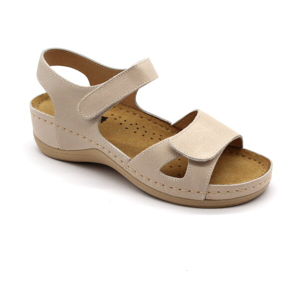 Leon 935 Zdravotné celokožené sandále béžová